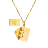 Collar sobre con cartita "Love you" de acero inoxidable dorado