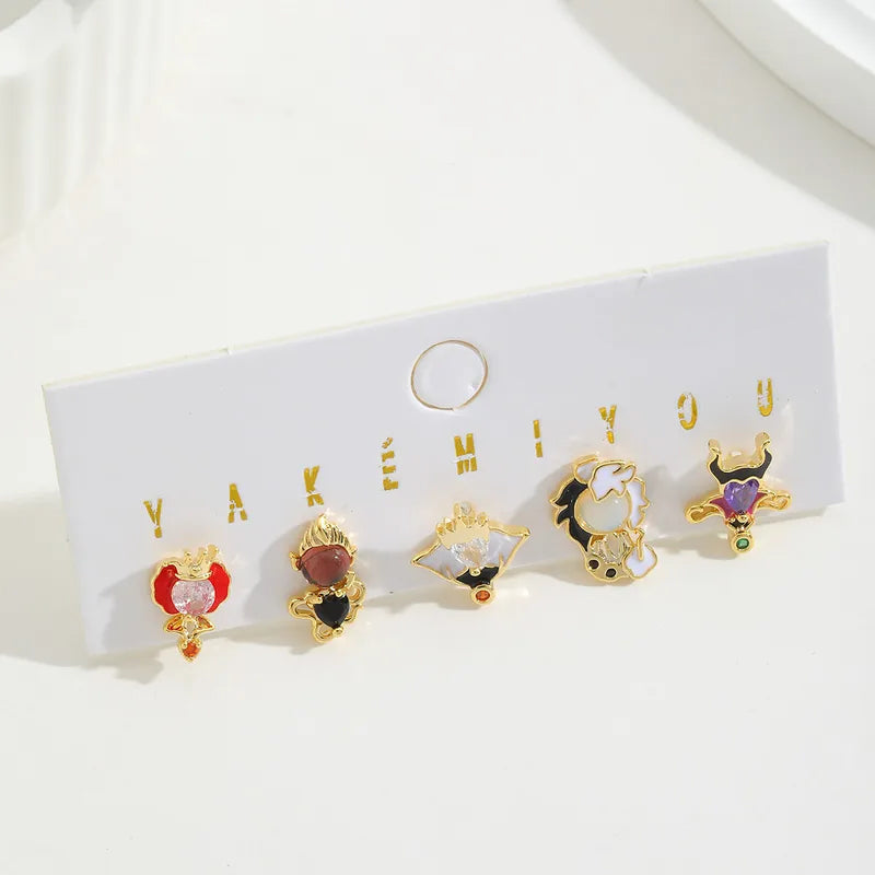 Set aretes Villanas Disney baño de oro 14k