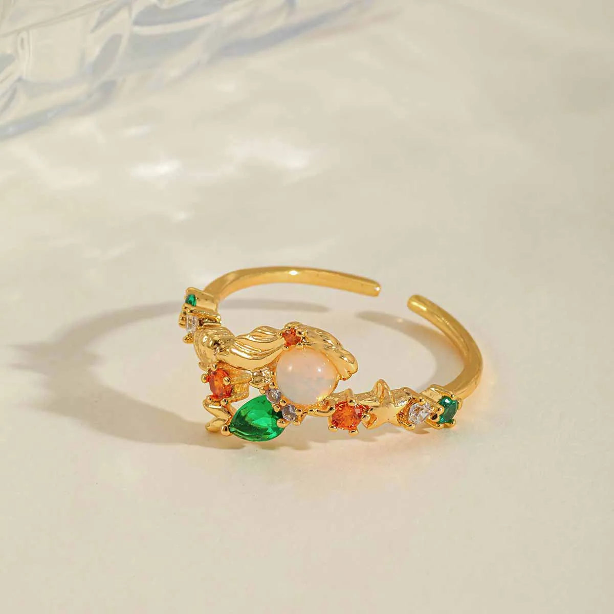 Anillo de La Sirenita ajustable baño de oro 14k