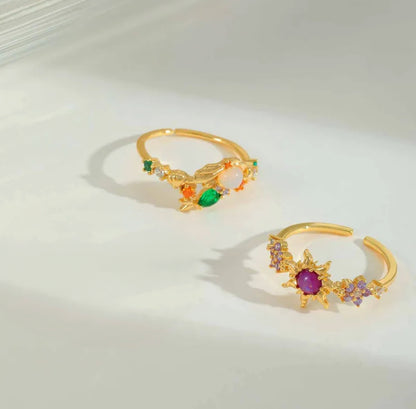 Anillo de Rapunzel ajustable baño de oro 14 k