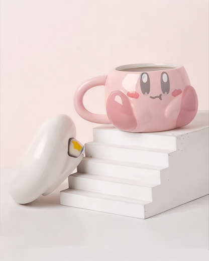 Taza de cerámica con tapa de Kirby
