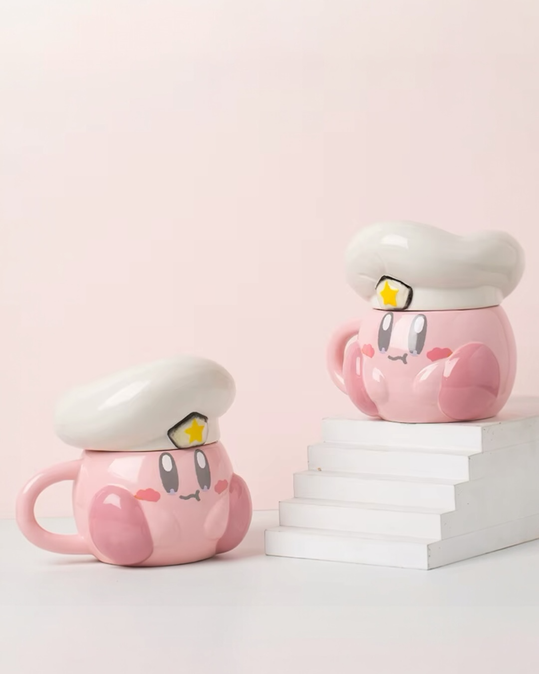 Taza de cerámica con tapa de Kirby