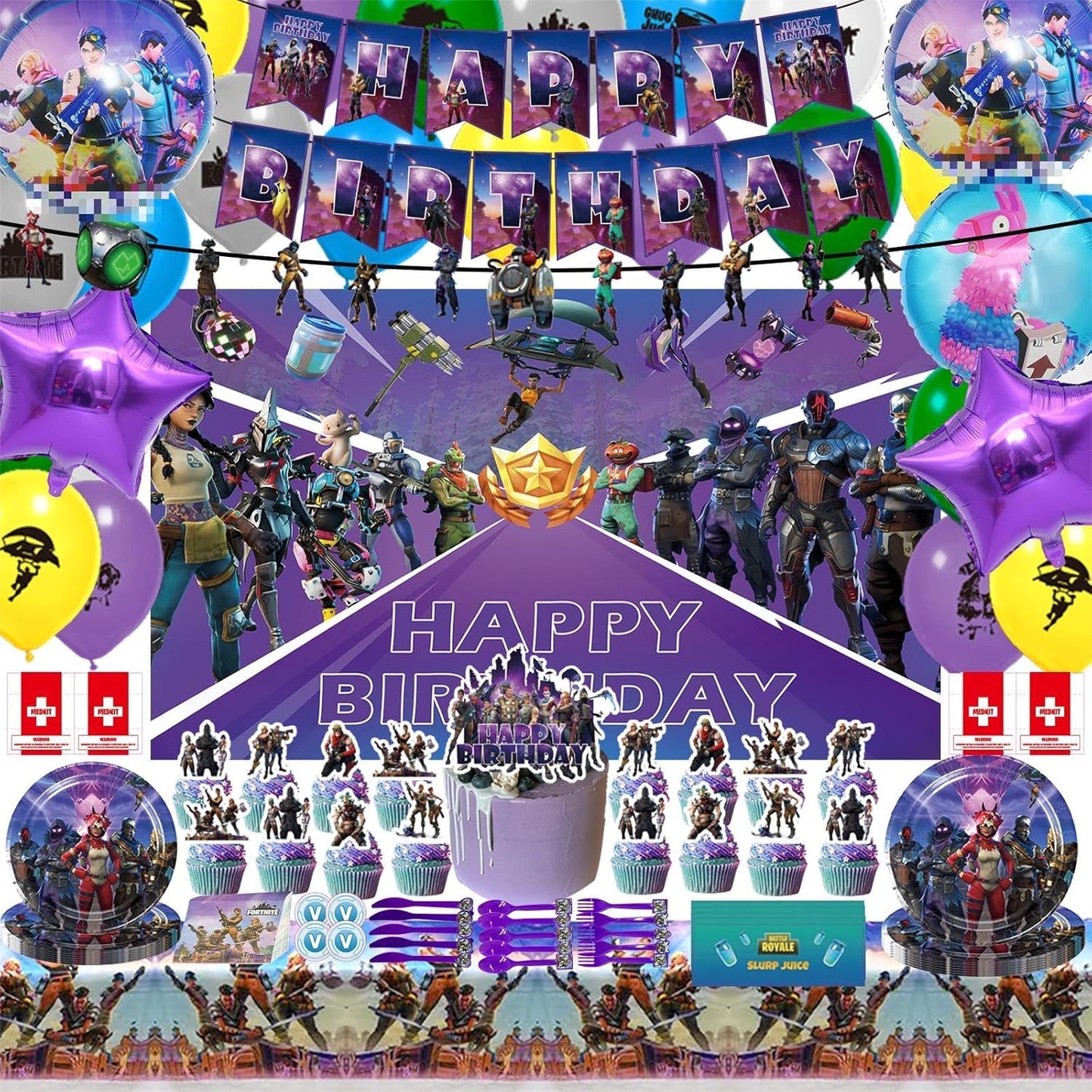 Set de decoración para fiesta Fortnite 152 piezas