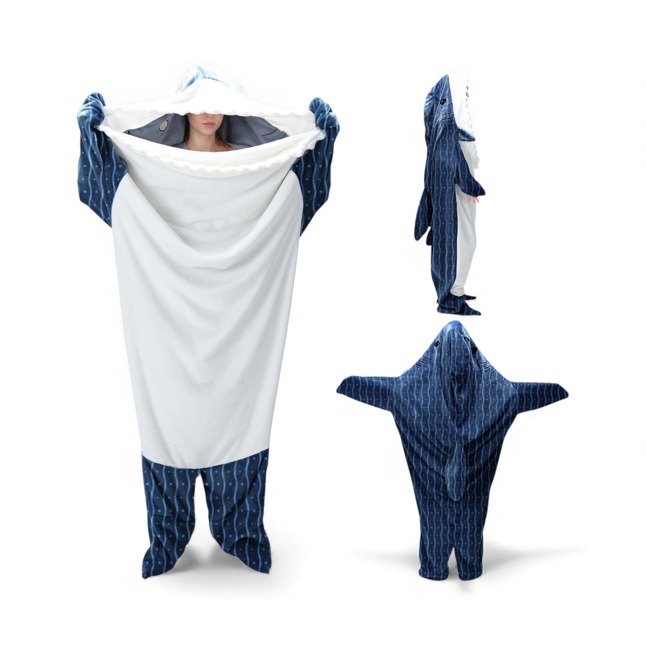 Cobija de tiburón con capucha para 150-160 cm