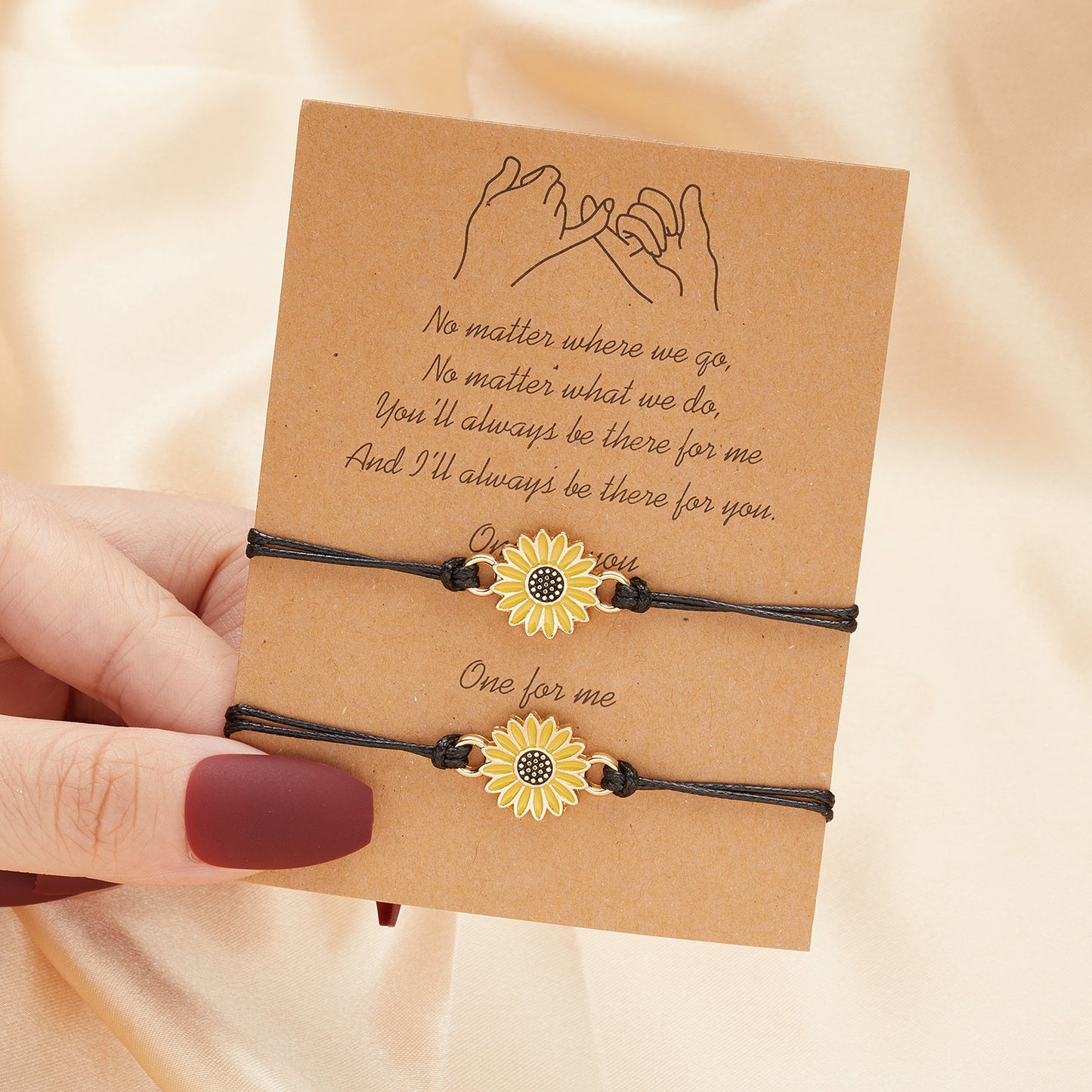 Set de pulseras de girasol ajustables