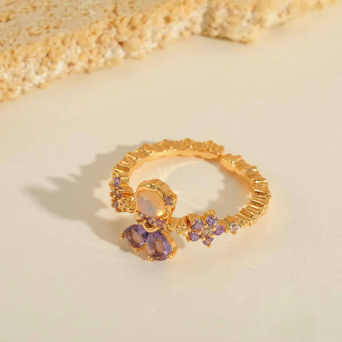 Anillo de Rapunzel ajustable baño de oro 14 k