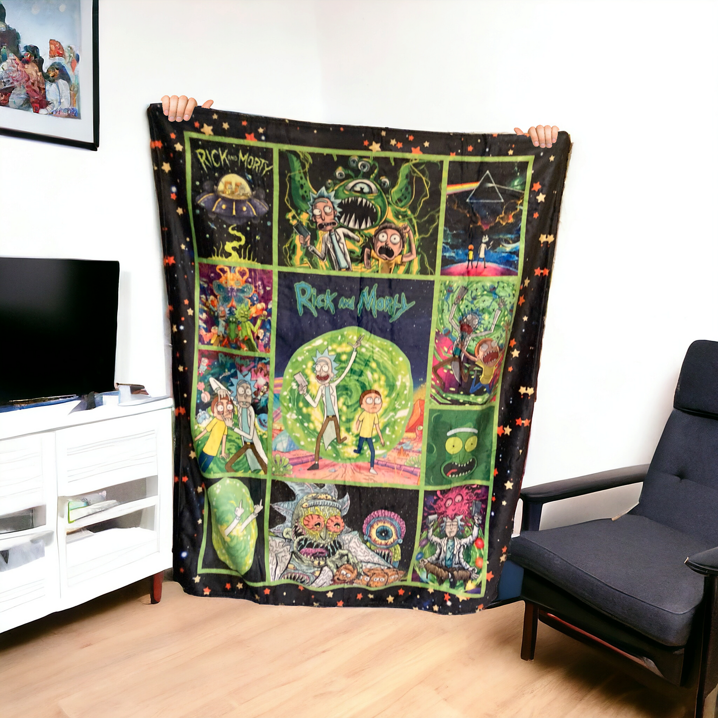Cobija Rick y Morty 130 cm x 100 cm