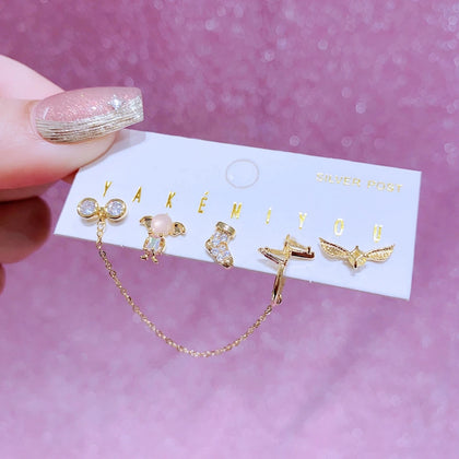 Set de aretes Harry Potter baño de oro 14k