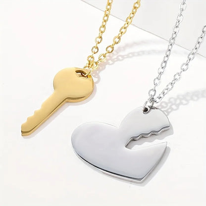 Set de collares corazón acero inoxidable