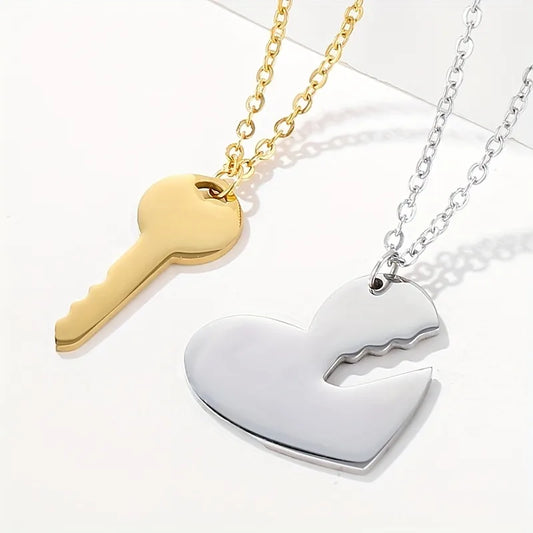 Set de collares corazón acero inoxidable