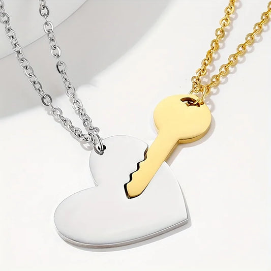 Set de collares corazón acero inoxidable