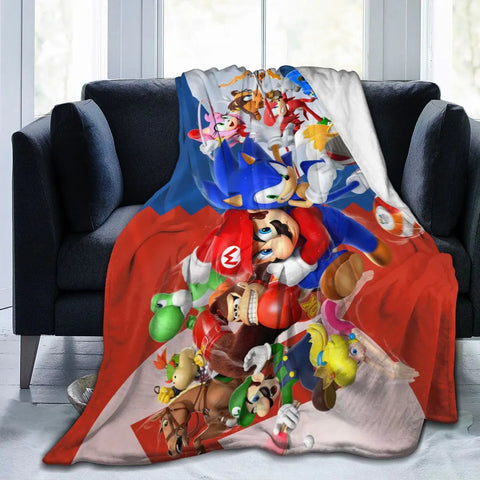 Cobija Mario Bros x Sonic 150 cm x 130 cm