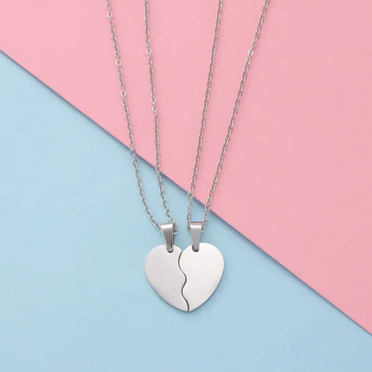 Set de collares corazón acero inoxidable