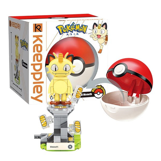 Set original Keeppley de bloques para armar de Meowth + Pokeball