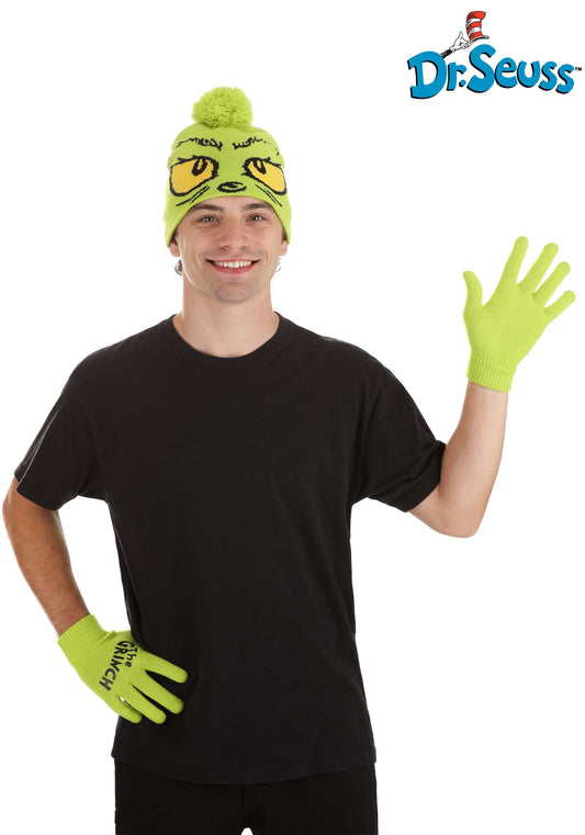 Set original de gorro y guantes de El Grinch
