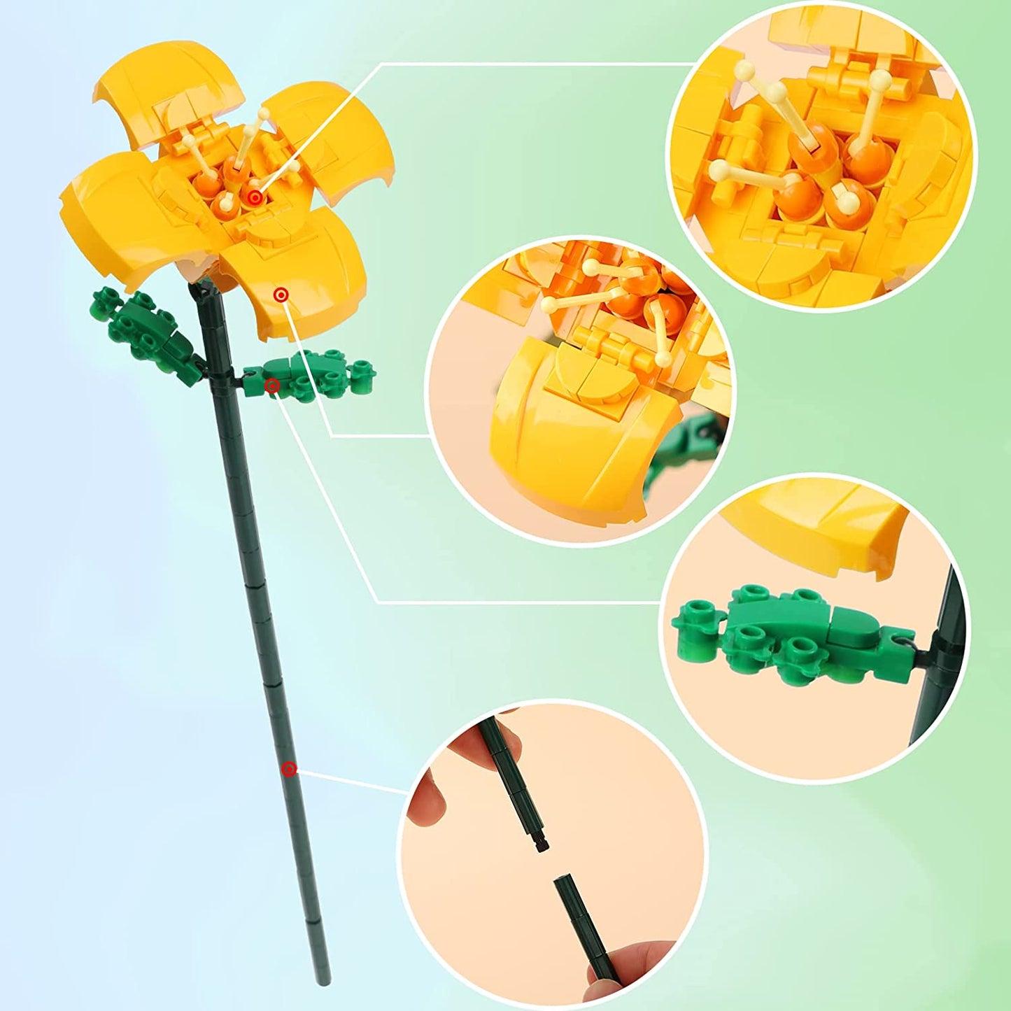 Ramo de flores de bloques para armar (456 pcs)