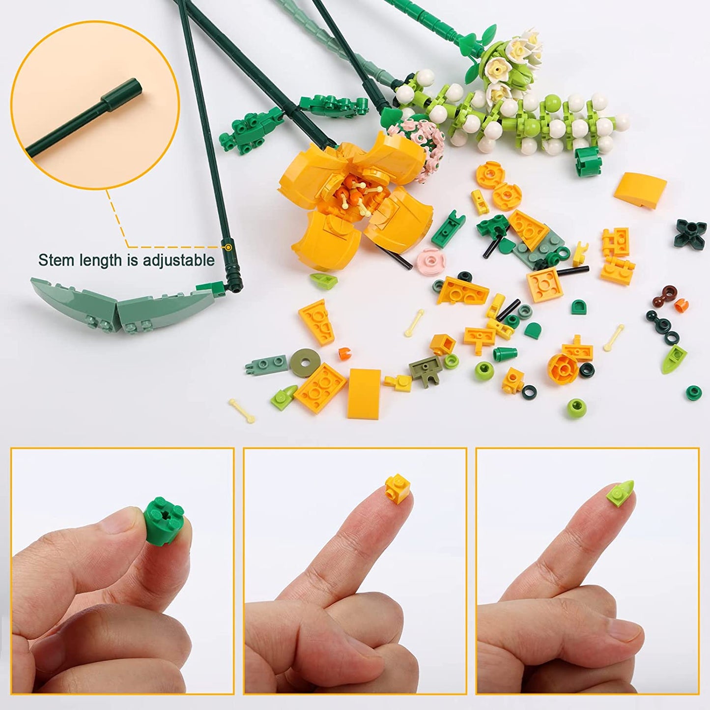 Ramo de flores de bloques para armar (456 pcs)