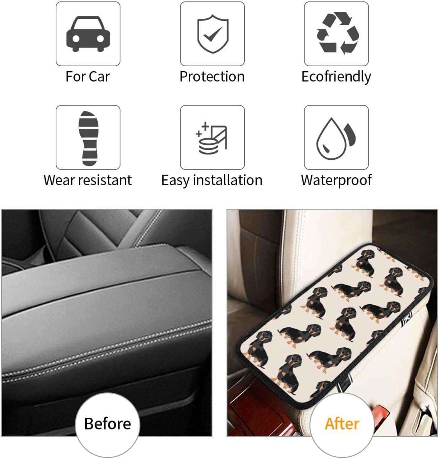 Funda apoyabrazos para auto Dachshund