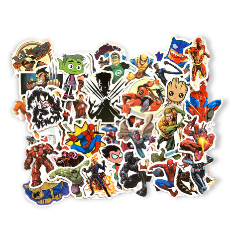 Set de 50 stickers Superhéroes variados
