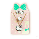 Set de collar, aretes y anillo ajustable de Hello Kitty